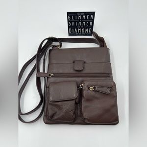 Mapleleaf Accessories Chocolate Brown Leather Crossbody